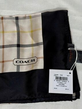 Coach Tattersall Silk Scarf F84994 Saffron